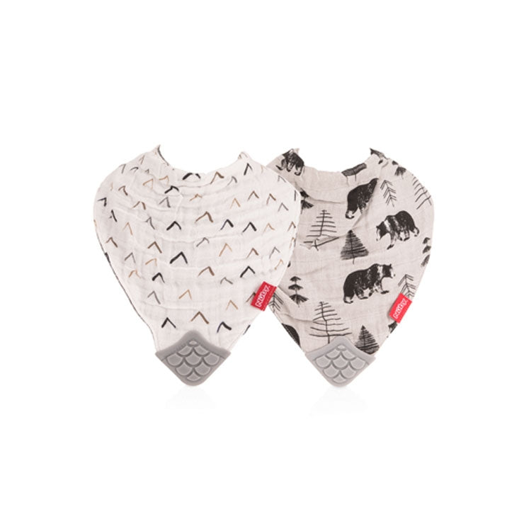 Nuby Soft Trends Cotton Muslin Bib with Teether, 2 pk - Assorted Colors