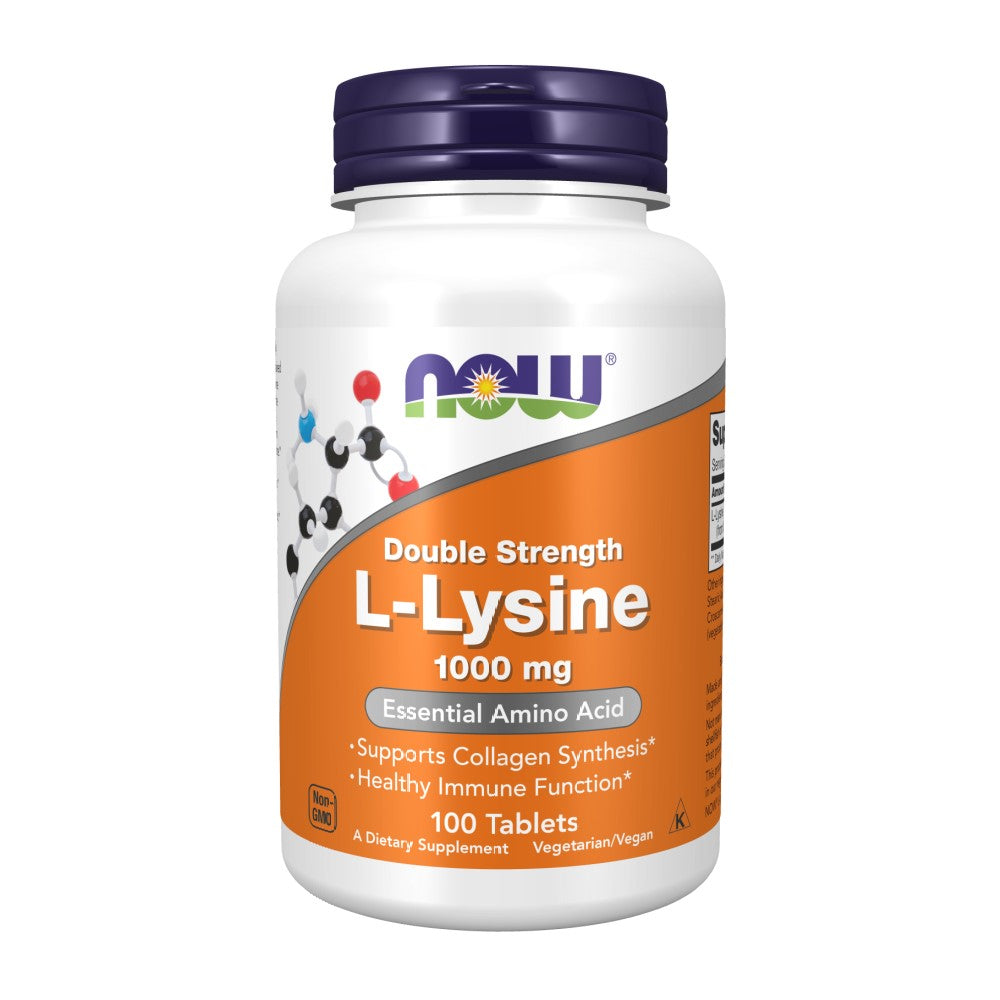 NOW Foods L-Lysine, Double Strength 1000 mg, 100 Tablets (Exp 07/29)