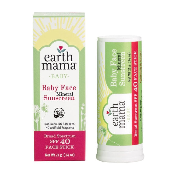 Earth Mama Baby Face Mineral Sunscreen Face Stick SPF 40 (21g) - exp 03/27