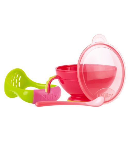 Nuby Garden Fresh Mash 'N' Feed Food Bowl and Masher (4 colors)