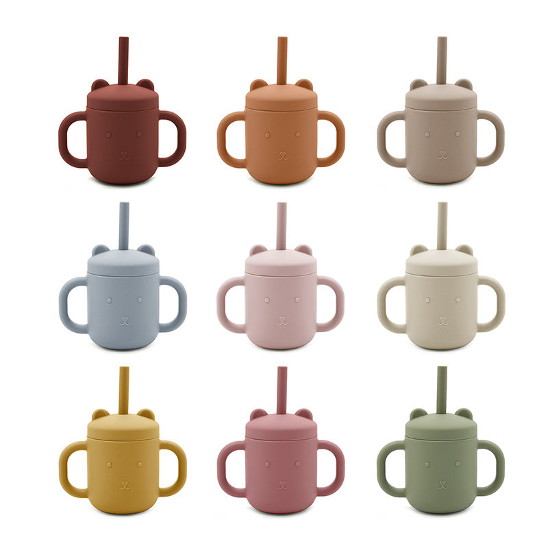 Biomom Silicone Bear Straw Sippy Cup (9 Colors)