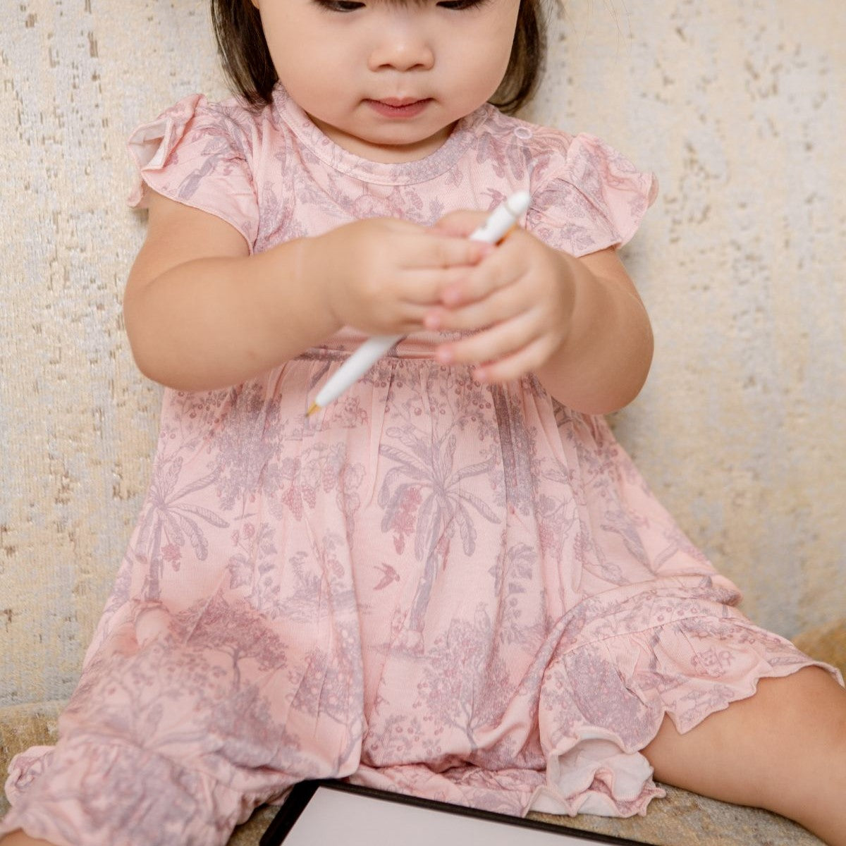 House of Holly Flutter Dress Romper -  Fruit Toile Pink (4 Sizes)