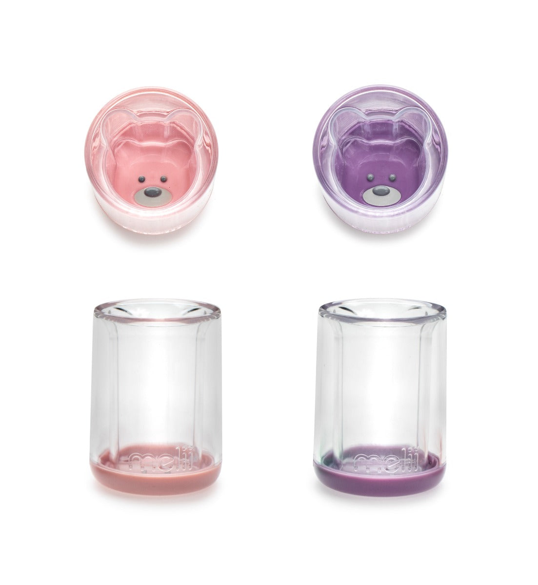 Melii Double-Walled Bear Cup 145ml, 2pk - Pink Purple