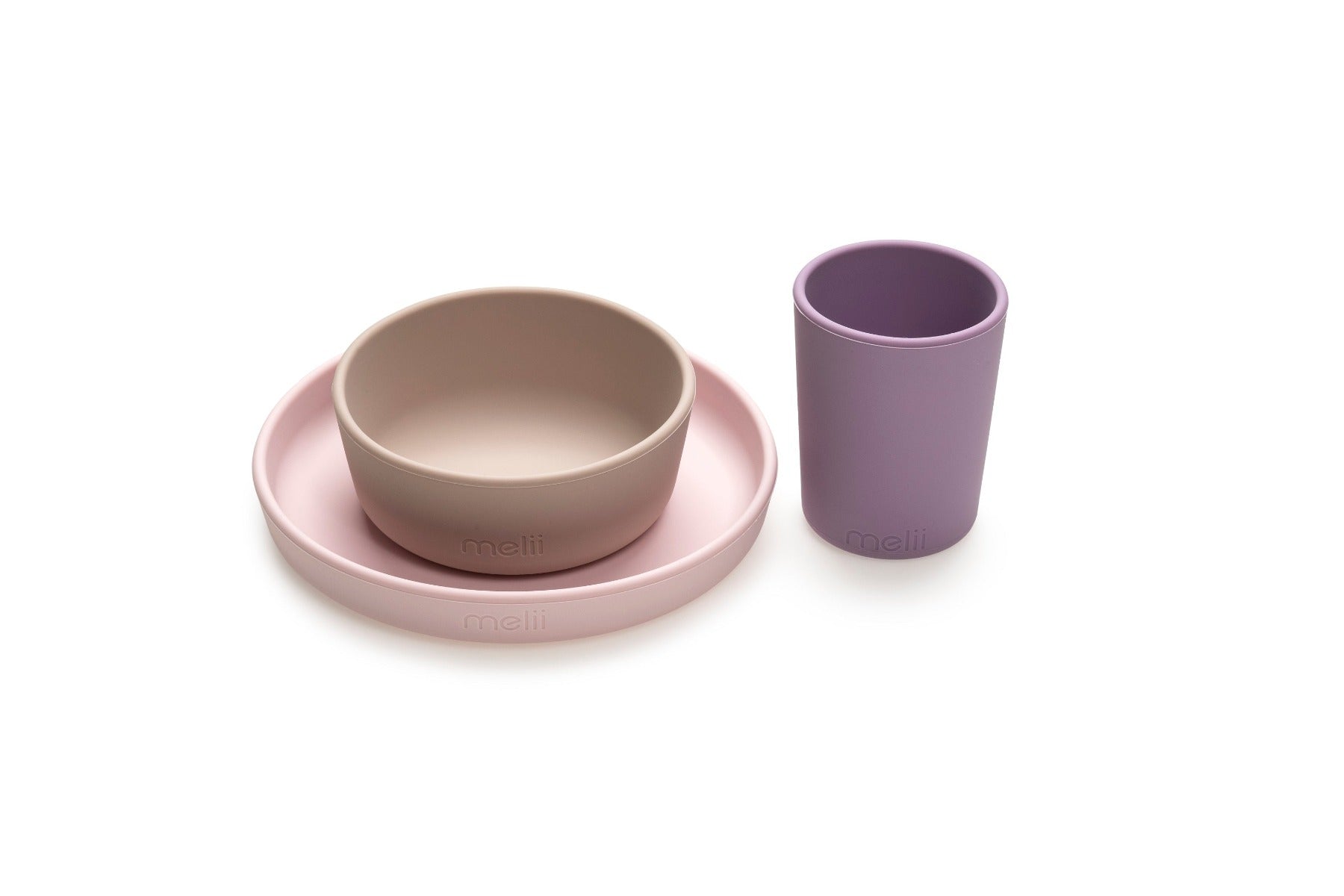 Melii 3-Piece Silicone Meal Set - Purple, Grey Pink