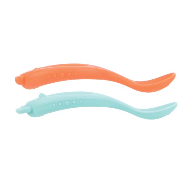 Nuby Animal Silicone Easy Grip Spoons, 2pk - Mouse and Bear