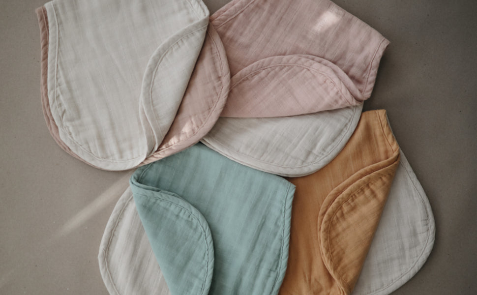 Mushie Muslin Organic Cotton Burp Cloth, 2pk (4 Designs)