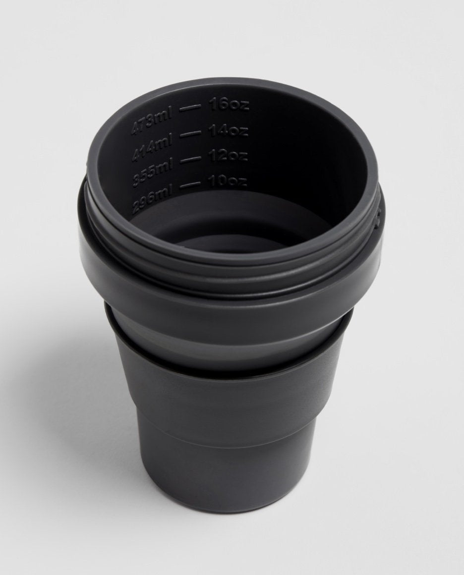 Stojo Silicone Collapsible Cup (16oz - Grande Size) - Carbon - Pupsik Singapore