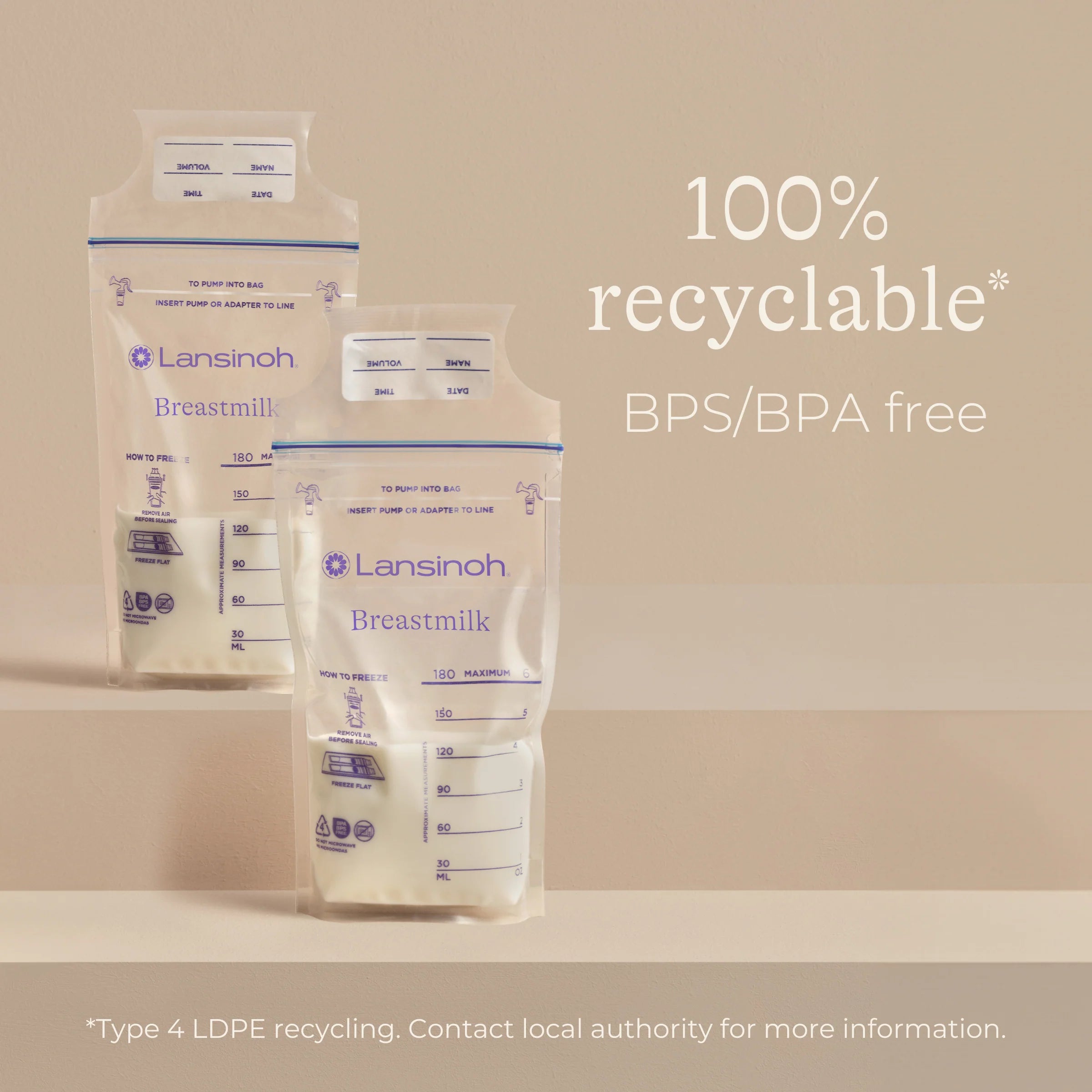 Lansinoh Breastmilk Storage Bags 6oz, 50pc (UK Version)