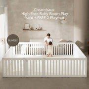 Creamhaus High Free Baby Room Play Yard Set with FREE 2 Playmat (3 Colors) | 210 x 140cm
