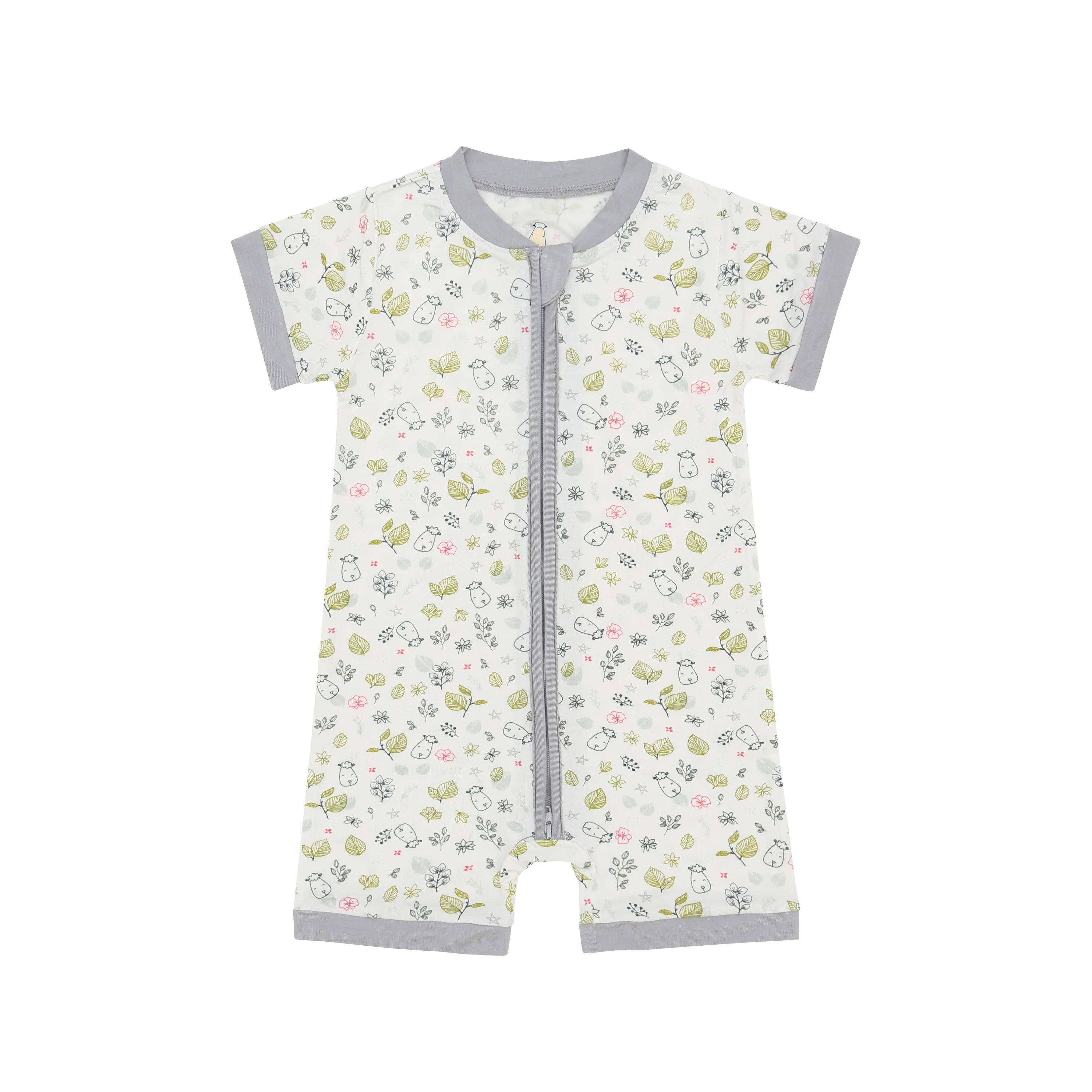 Baa Baa Sheepz Baby Short Sleeve Zip Romper - Dream Garden A Cream (1 Size)