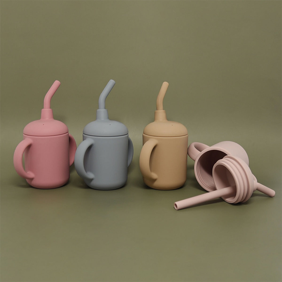 Biomom Double-Handled Silicone Straw Cup (4 Colors)