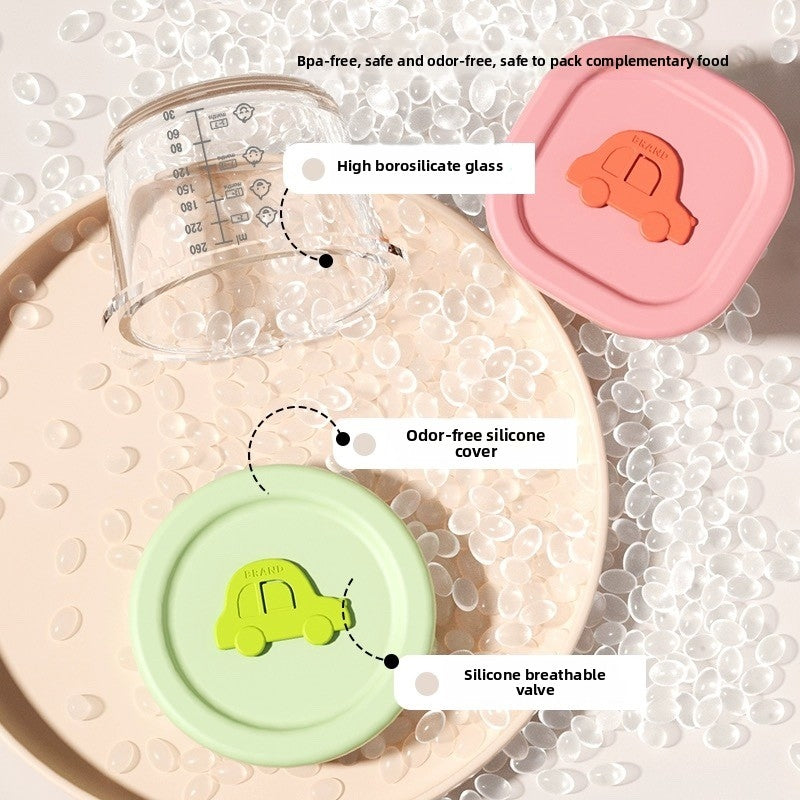 Biomom Glass Portion Food Jar with Lid, 2pk (6 Designs)