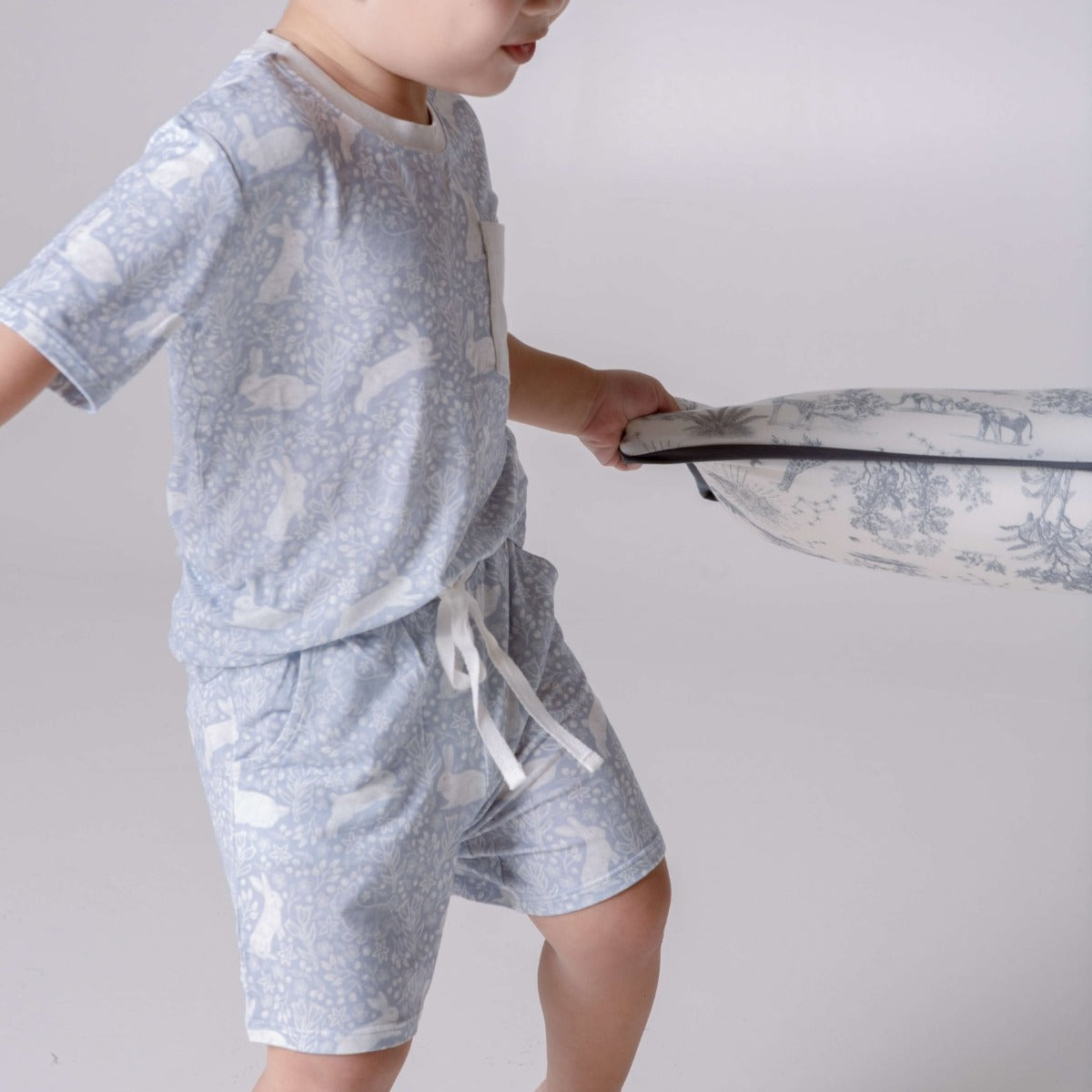 House of Holly Unisex T-Shirt & Shorts Set - Rabbit Rendezvous Dusty Blue (2 Sizes)