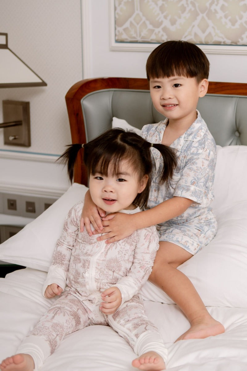 House of Holly Zip Sleepsuit - Fruit Toile Pink (3 Sizes)