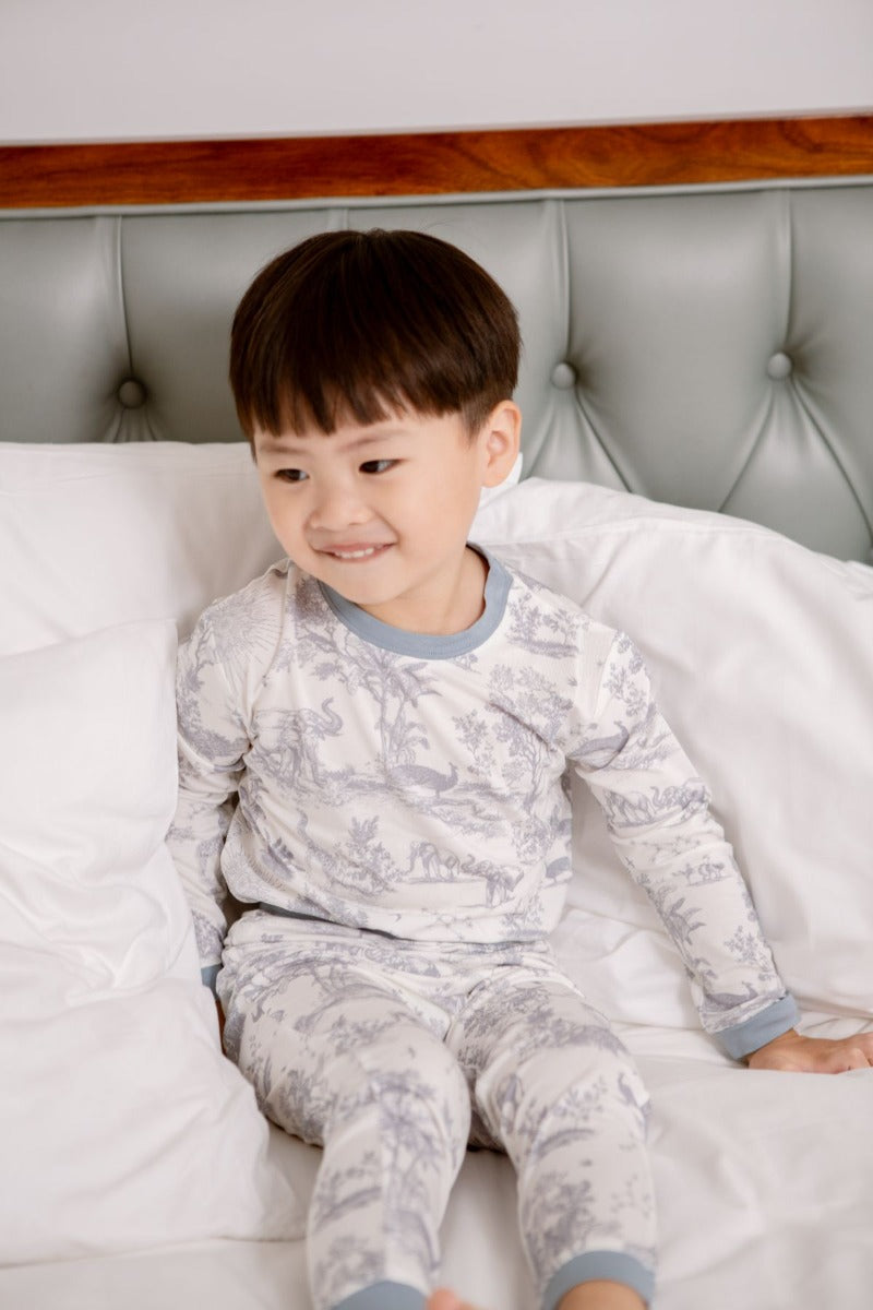 House of Holly Long Sleeve T-Shirt and Pants Pyjamas Set - Savanna Blue (3 Sizes)