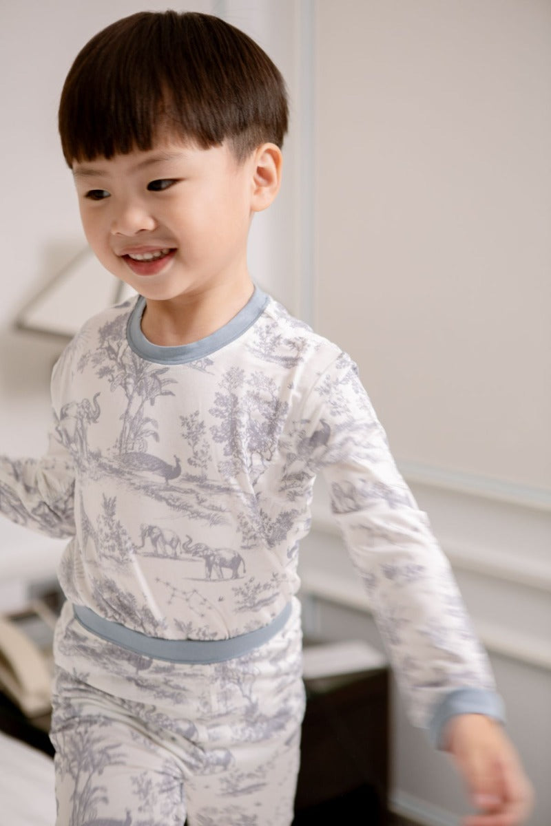 House of Holly Long Sleeve T-Shirt and Pants Pyjamas Set - Savanna Blue (3 Sizes)