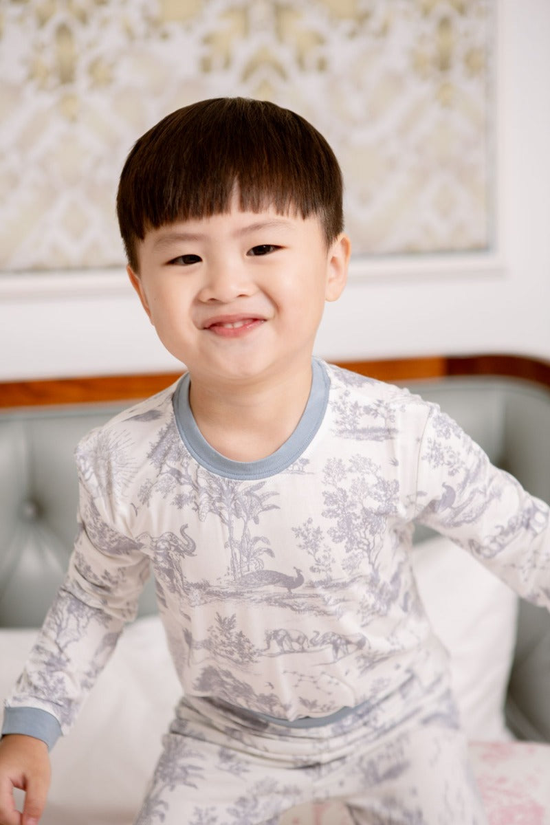 House of Holly Long Sleeve T-Shirt and Pants Pyjamas Set - Savanna Blue (3 Sizes)