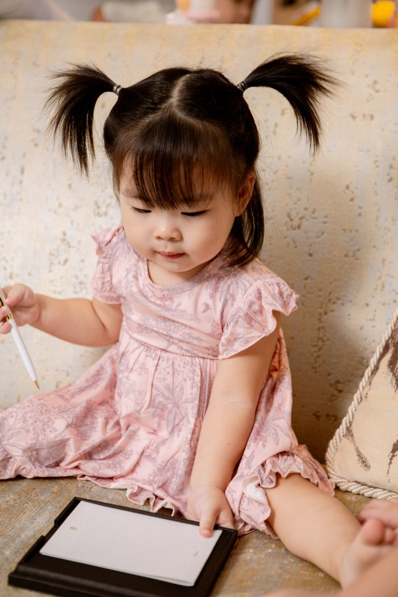 House of Holly Flutter Dress Romper -  Fruit Toile Pink (4 Sizes)