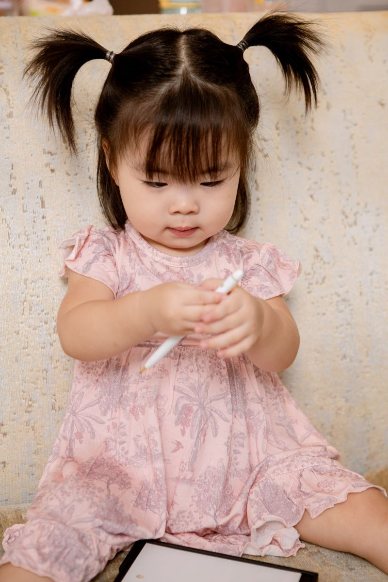 House of Holly Flutter Dress Romper -  Fruit Toile Pink (4 Sizes)