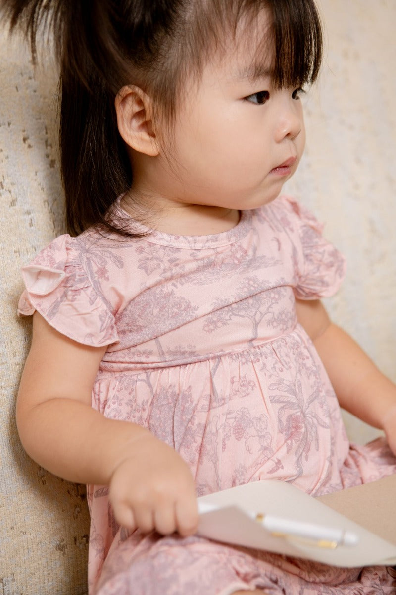 House of Holly Flutter Dress Romper -  Fruit Toile Pink (4 Sizes)