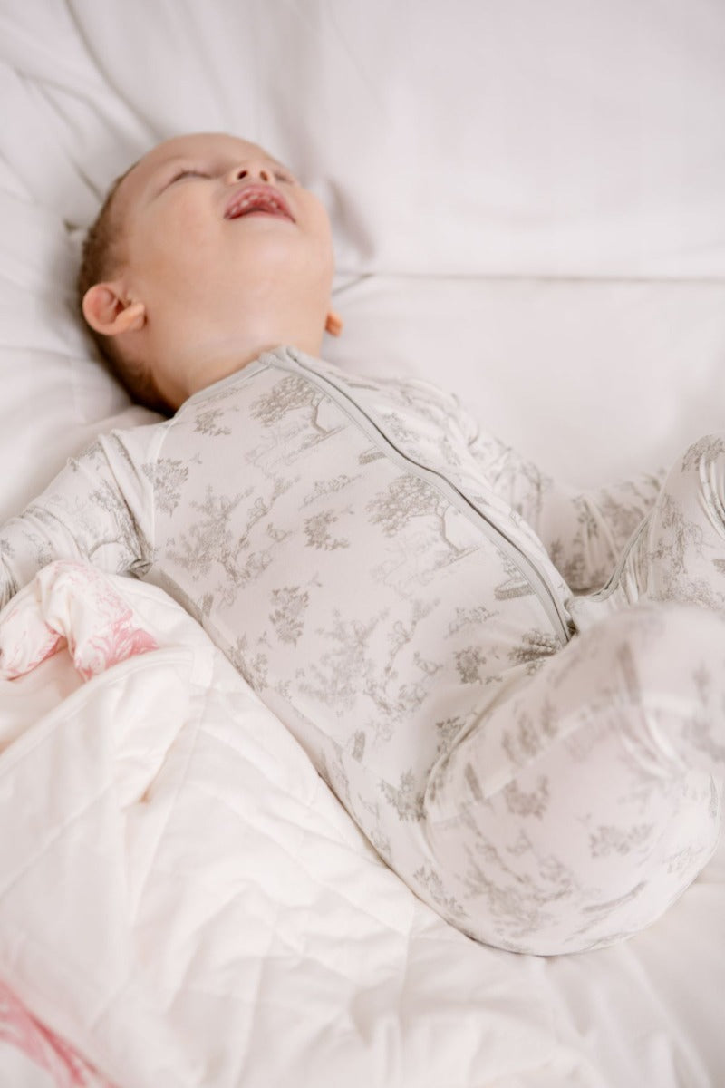 House of Holly Zip Sleepsuit - Garden Toile Silver (3 Sizes)