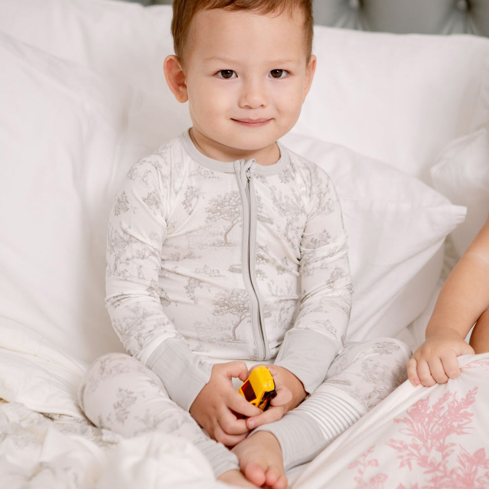 House of Holly Zip Sleepsuit - Garden Toile Silver (3 Sizes)