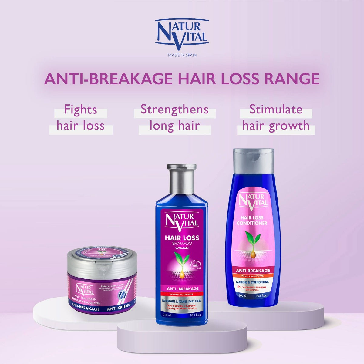 NaturVital Anti-Breakage Hair Loss Mask for Women, 300ml (Exp 04/28)