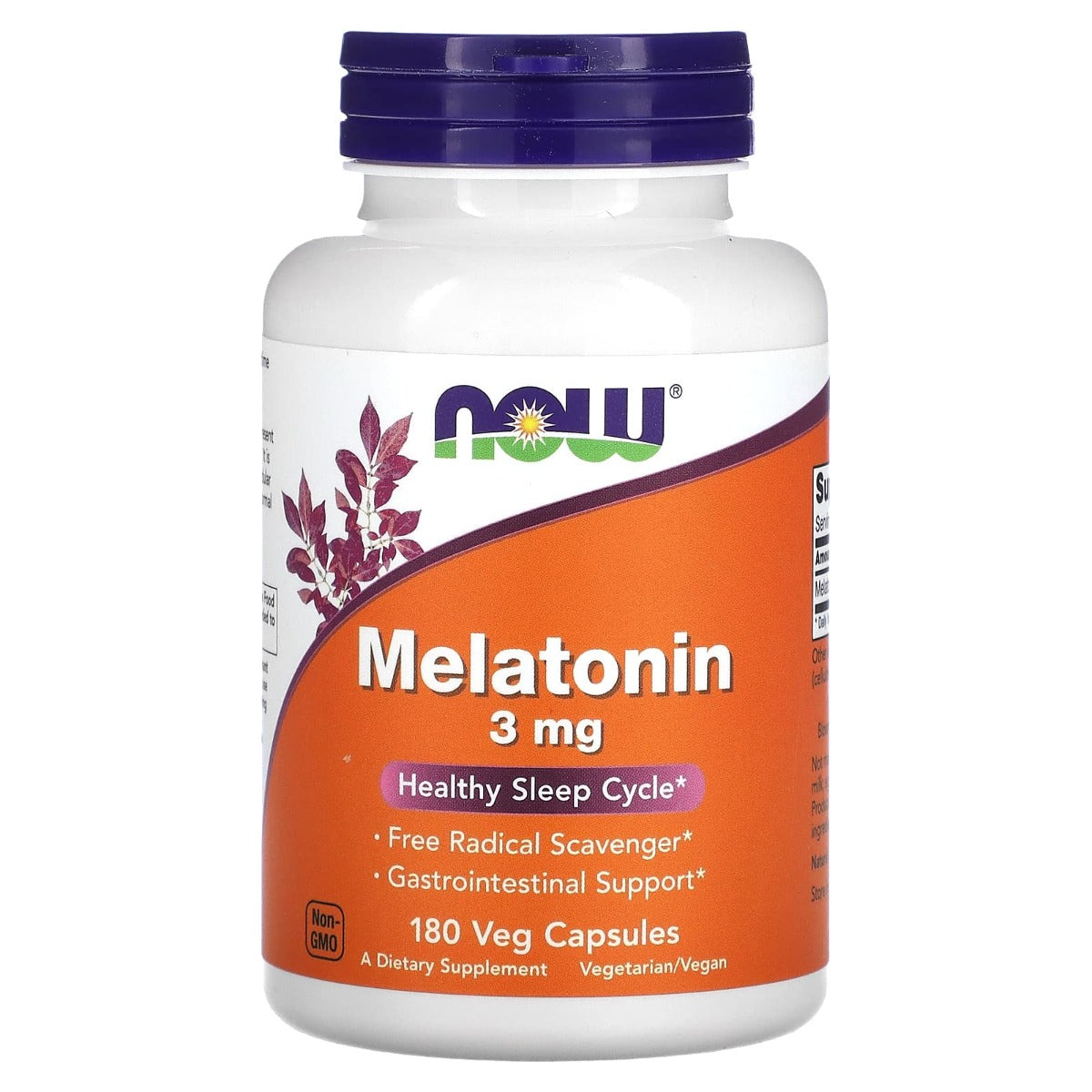 NOW Foods Melatonin 3mg, 180 Veg Capsules (Exp 09/28)