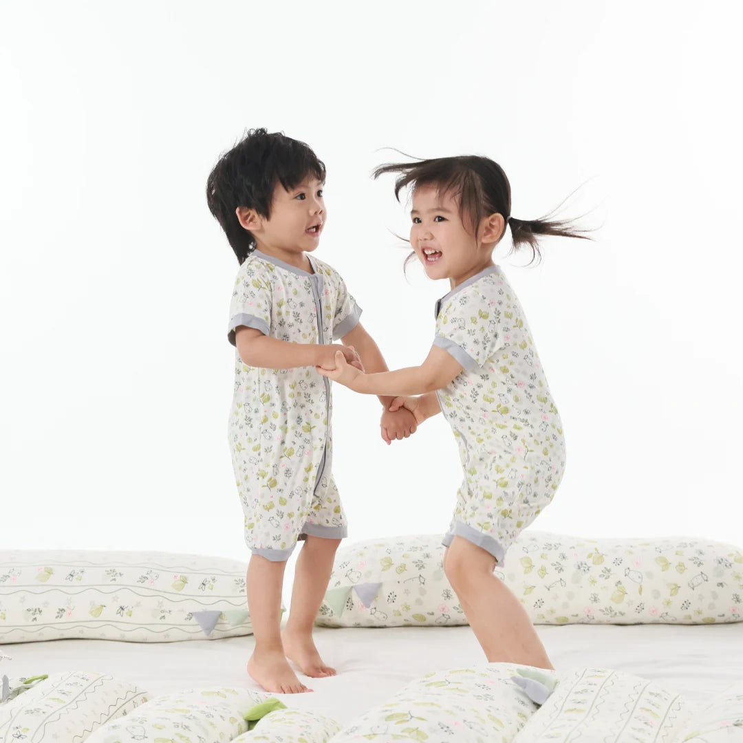 Baa Baa Sheepz Baby Short Sleeve Zip Romper - Dream Garden A Cream (1 Size)