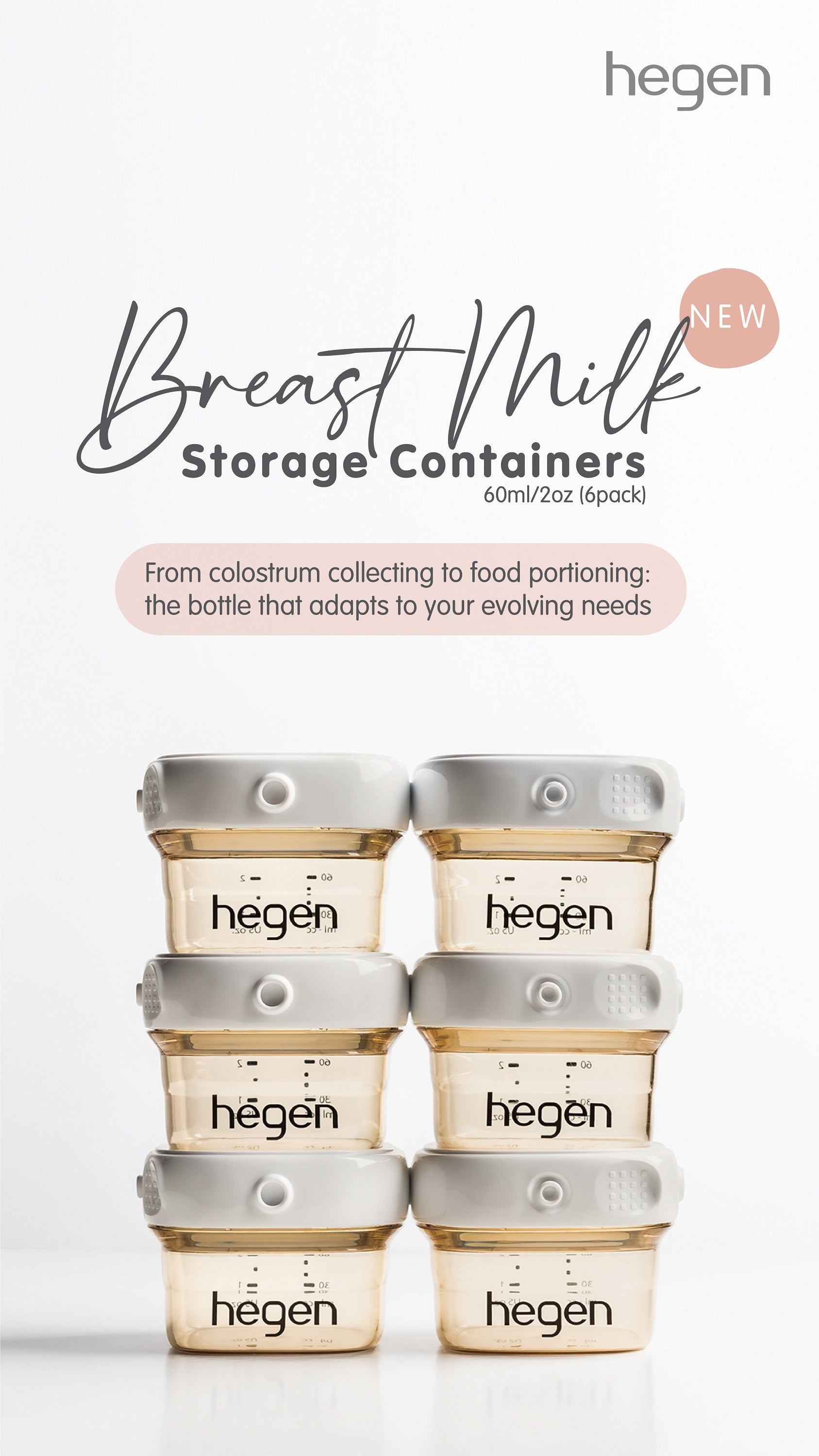 Hegen PCTO™ Breast Milk Storage Bottle PPSU, 60ml/2oz (6pk)
