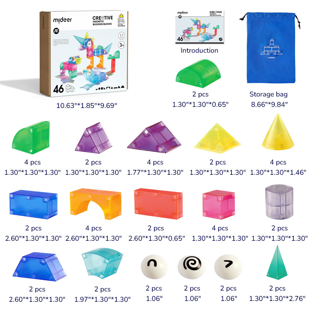 Mideer Creative Magnetic Building Blocks, 46pcs