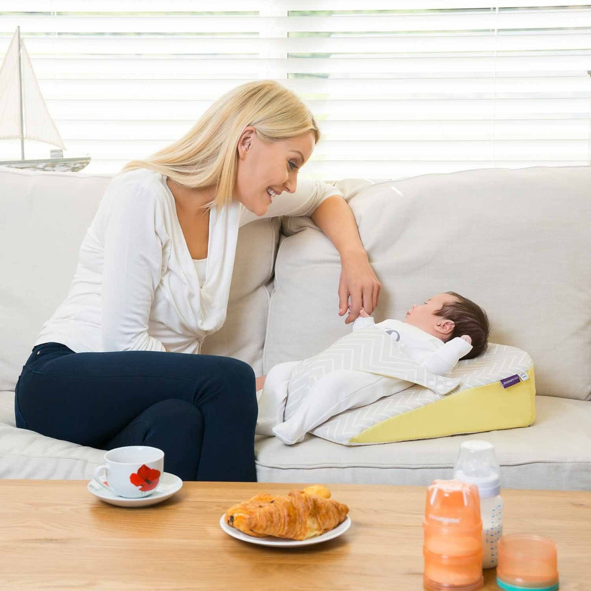 Clevamama ClevaFoam Reflux Wedge - Yellow Playful Shapes