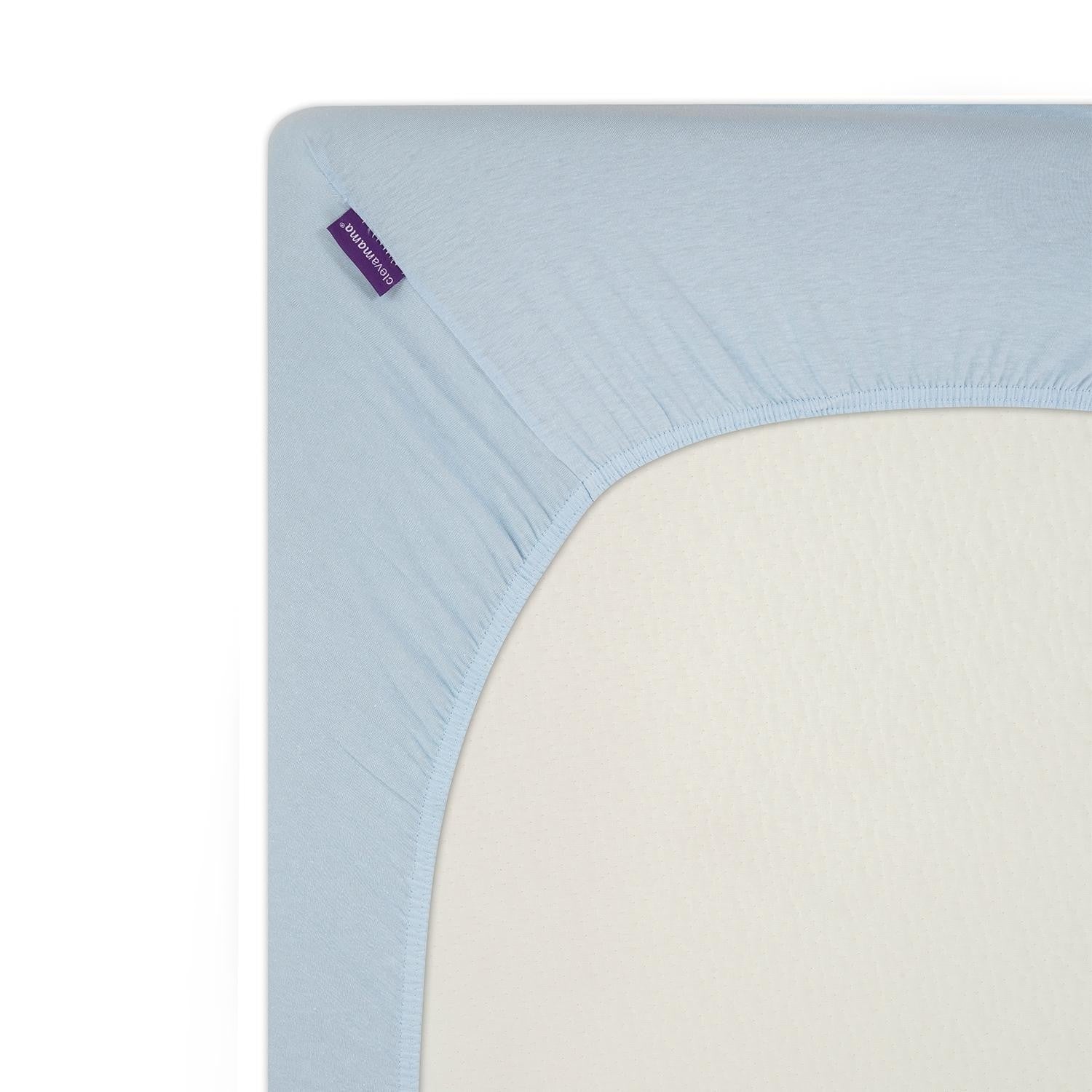 ClevaMama Jersey Cotton Fitted Sheets, 2pk (70x140cm) (2 Colours) - Pupsik Singapore