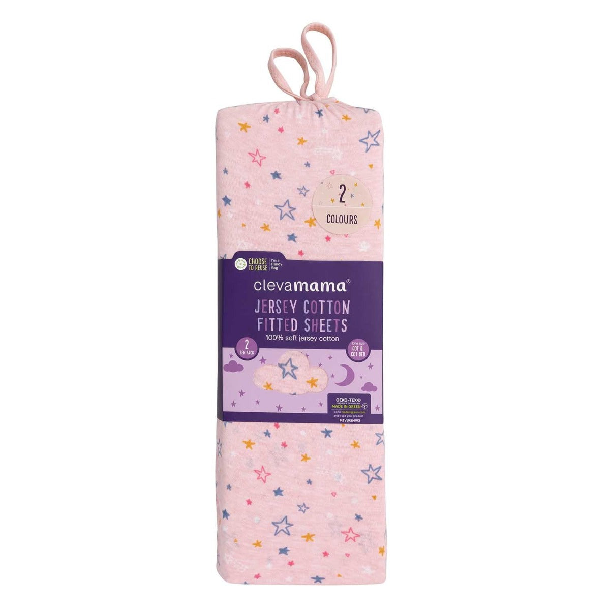 ClevaMama Jersey Cotton Fitted Sheets, 2pk (72x140cm) - 3 Colors - Pupsik Singapore