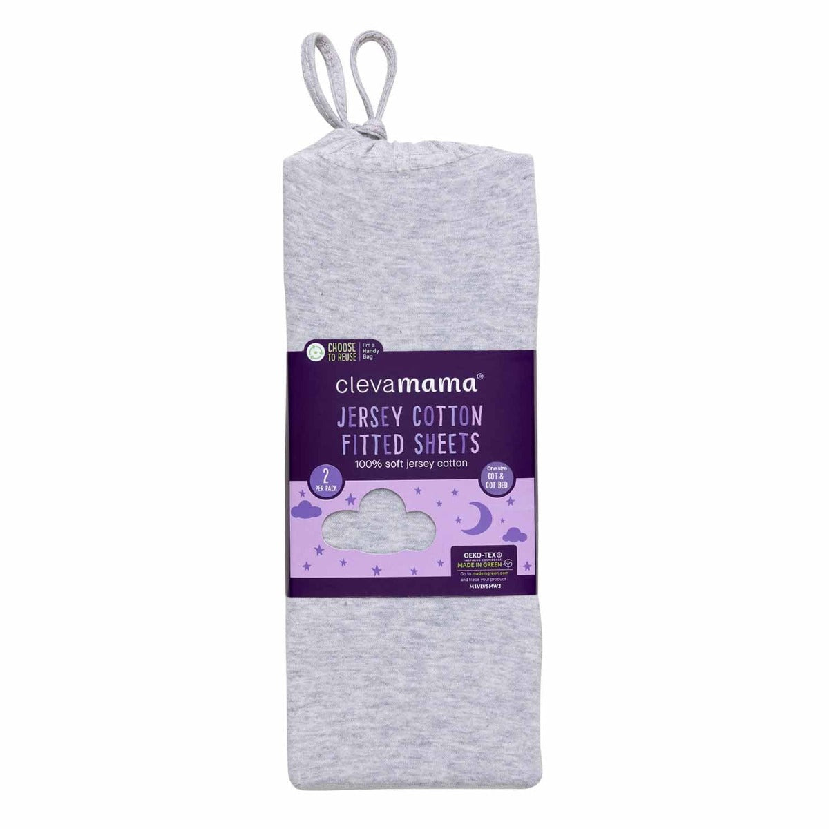 ClevaMama Jersey Cotton Fitted Sheets, 2pk (72x140cm) - 3 Colors - Pupsik Singapore