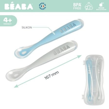 Beaba 1st Age Silicone Spoons, 2pk (3 colours) - Pupsik Singapore