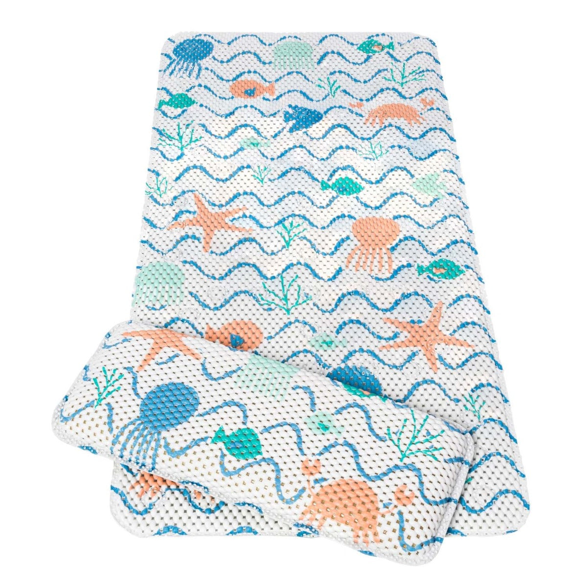 Clevamama Extra Long Bath Mat with Kneeling Cushion - Under the Sea