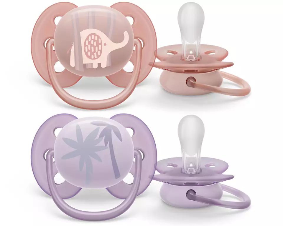 Philips Avent Ultra Soft Pacifiers, 2pk - 0-6M (2 Designs)