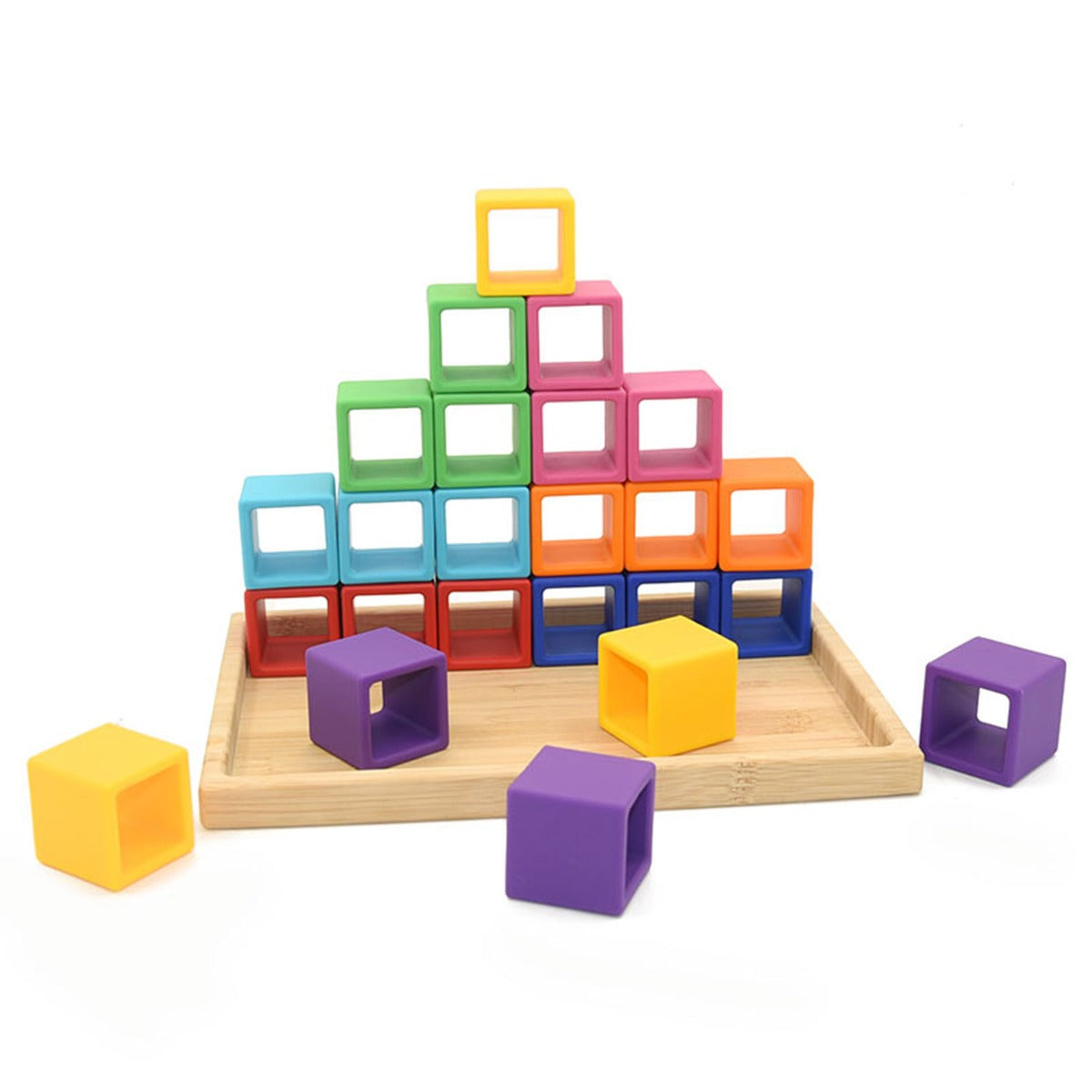 Biomom Silicone Building Blocks, 16pcs - Rainbow