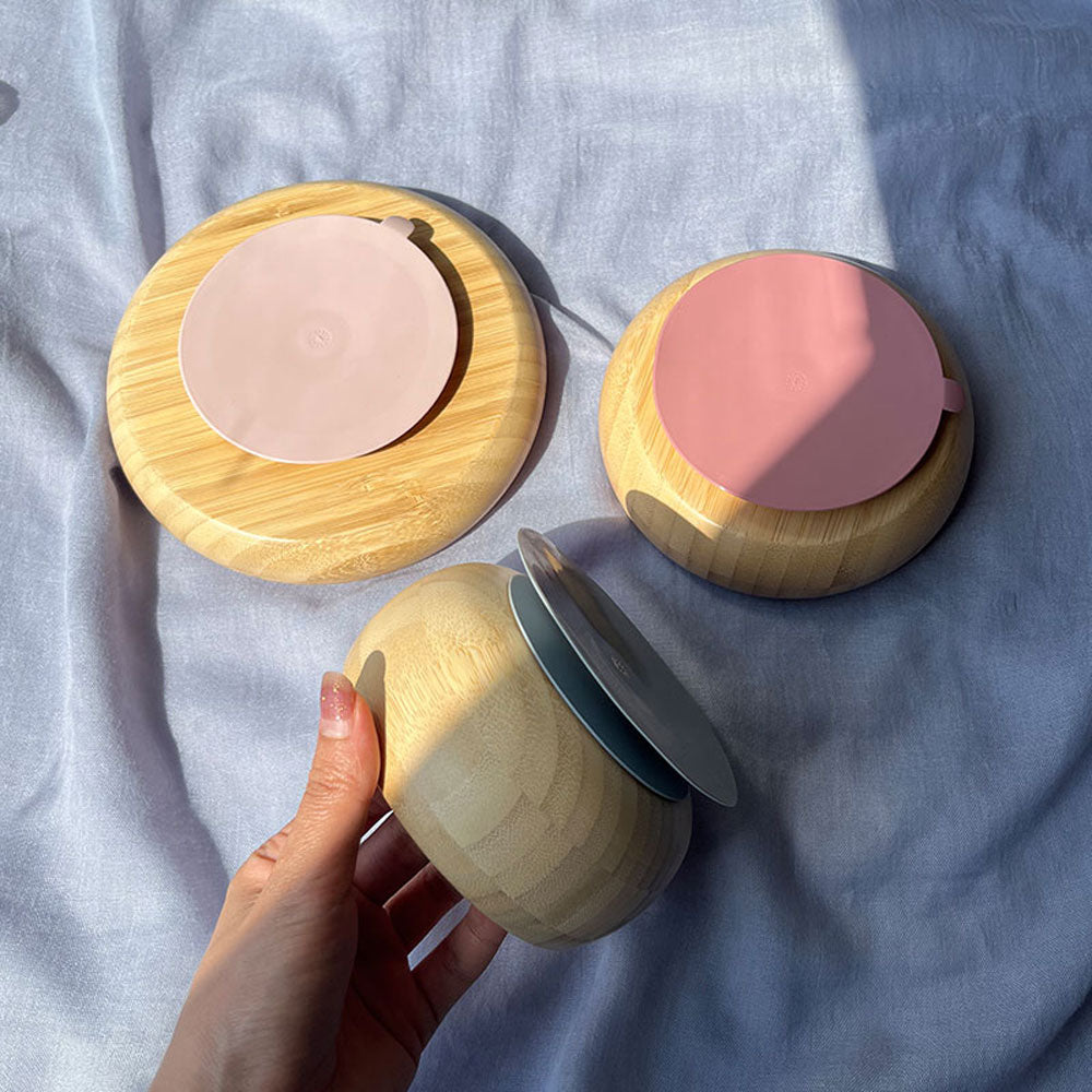 Biomom Small Bamboo Round Suction Bowl - Tradewinds