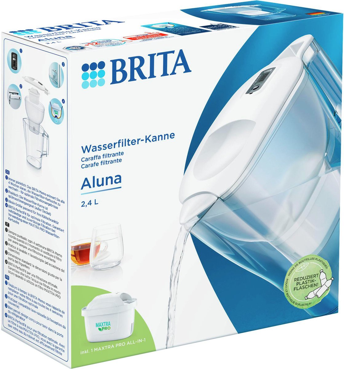 Brita Aluna Memo Cool Water Filter Jug (1 x Maxtra Pro Filter) - 2.4L White