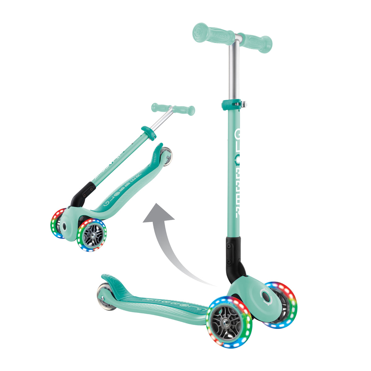 Globber Primo Height-Adjustable Foldable 3 Wheel Scooter (LED Wheels) (8 Colours) - Pupsik Singapore