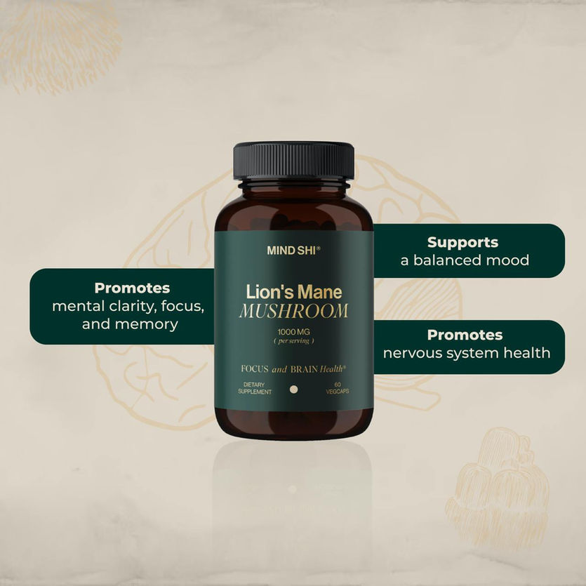 Mind Shi Lion's Mane Mushroom 1000mg, 60 Veg Caps (Exp 10/26)