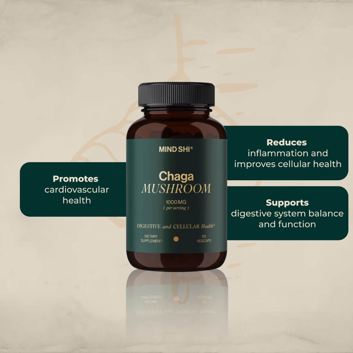 Mind Shi Chaga Mushroom 1000mg, 60 Veg Caps (Exp 02/27)