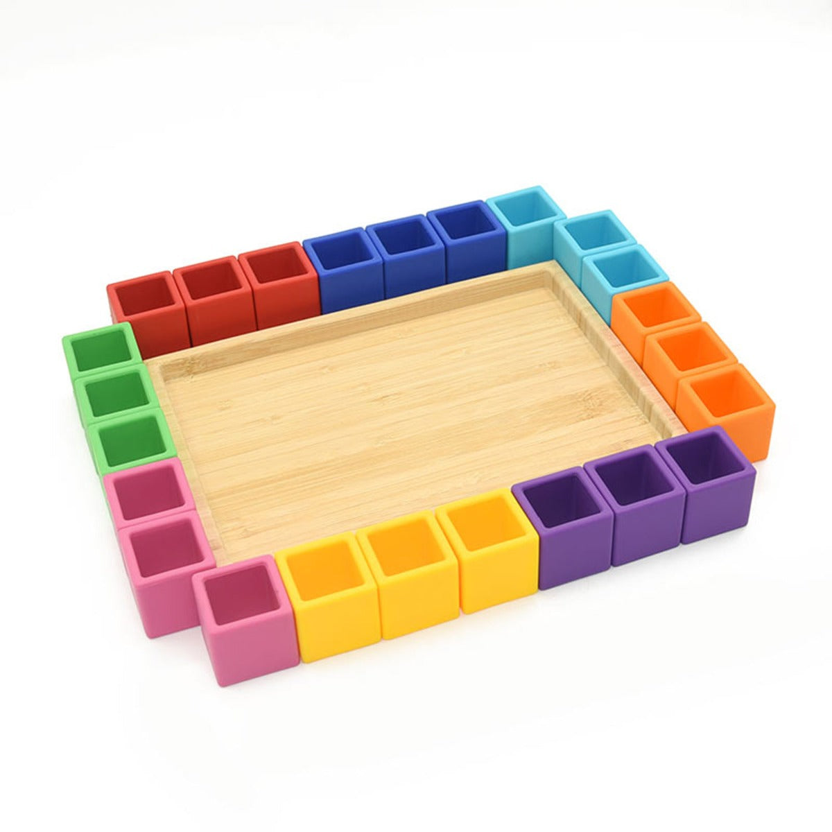 Biomom Silicone Building Blocks, 16pcs - Rainbow