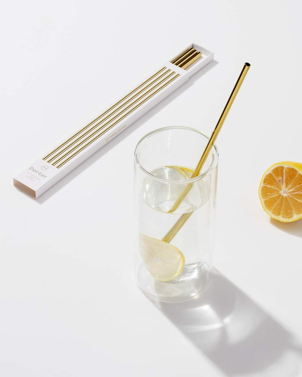 W&P Porter Set of 4 Metal Straws, 5 inches (3 colors) - Pupsik Singapore