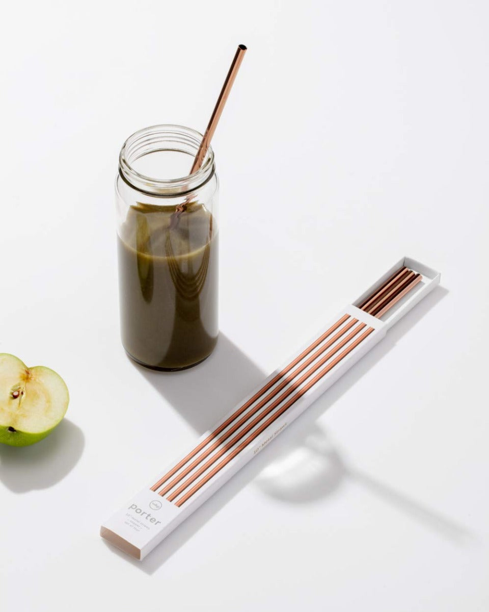 W&P Porter Set of 4 Metal Straws, 10 inches (3 colors) - Pupsik Singapore
