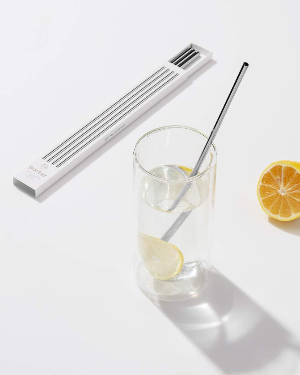 W&P Porter Set of 4 Metal Straws, 10 inches (3 colors) - Pupsik Singapore