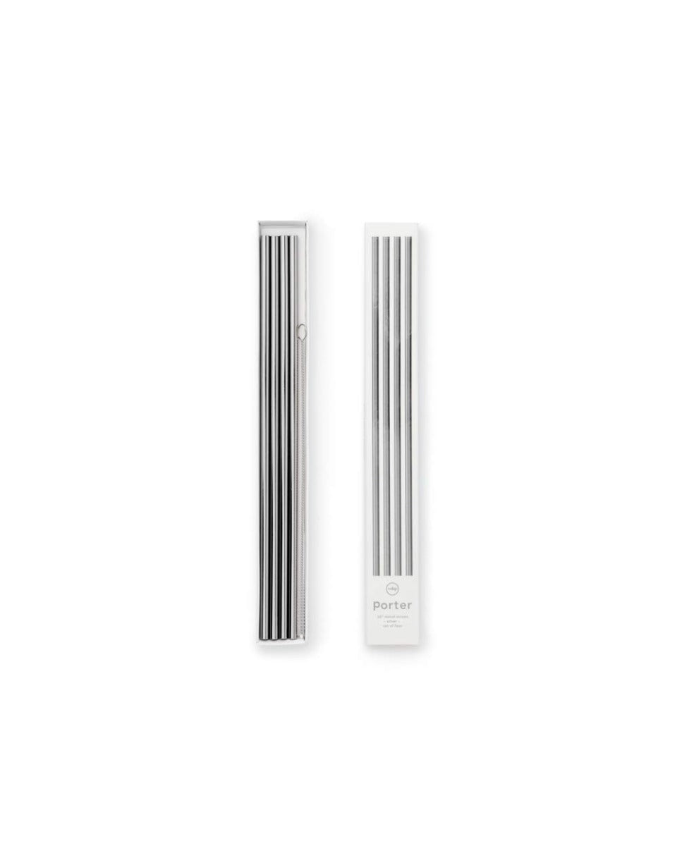 W&P Porter Set of 4 Metal Straws, 10 inches (3 colors) - Pupsik Singapore