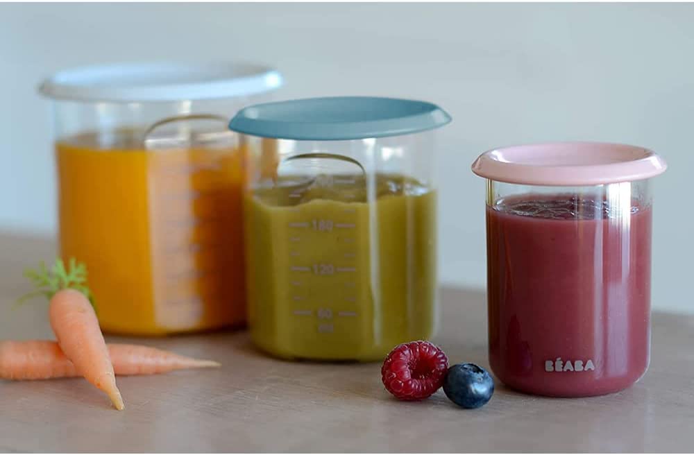 Beaba Maxi Portion Tritan Food Jar, 2 x 240ml - Light Blue/Grey